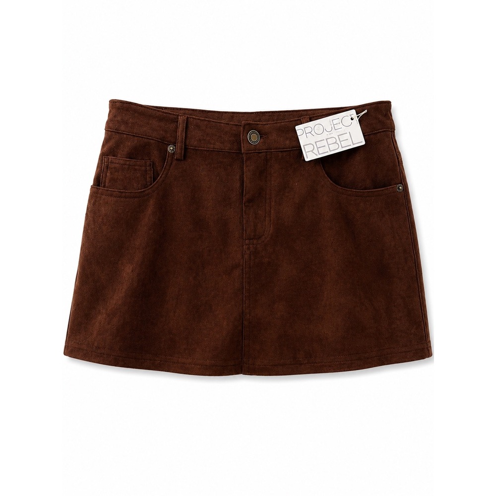 Project Rebel Womens Faux Suede Skort Y2K 90s Style Festival Mini Skirt Size M
